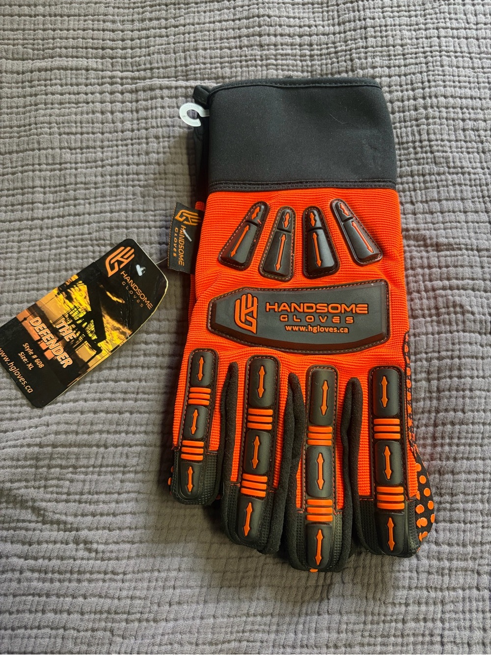 HANDSOME GLOVES Men’s The Defender High-Visibility Orange Safety Work Gloves XL